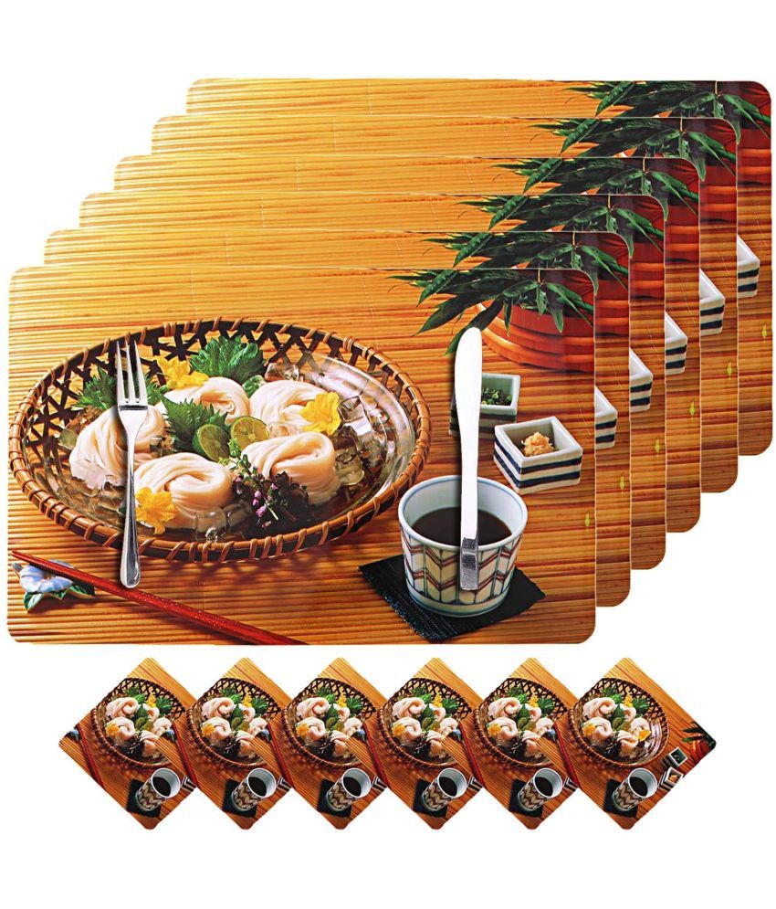     			Sanraksshan PVC Floral Rectangle Table Mats & Coasters ( 40 cm x 32 cm ) Pack of 12 - Multi