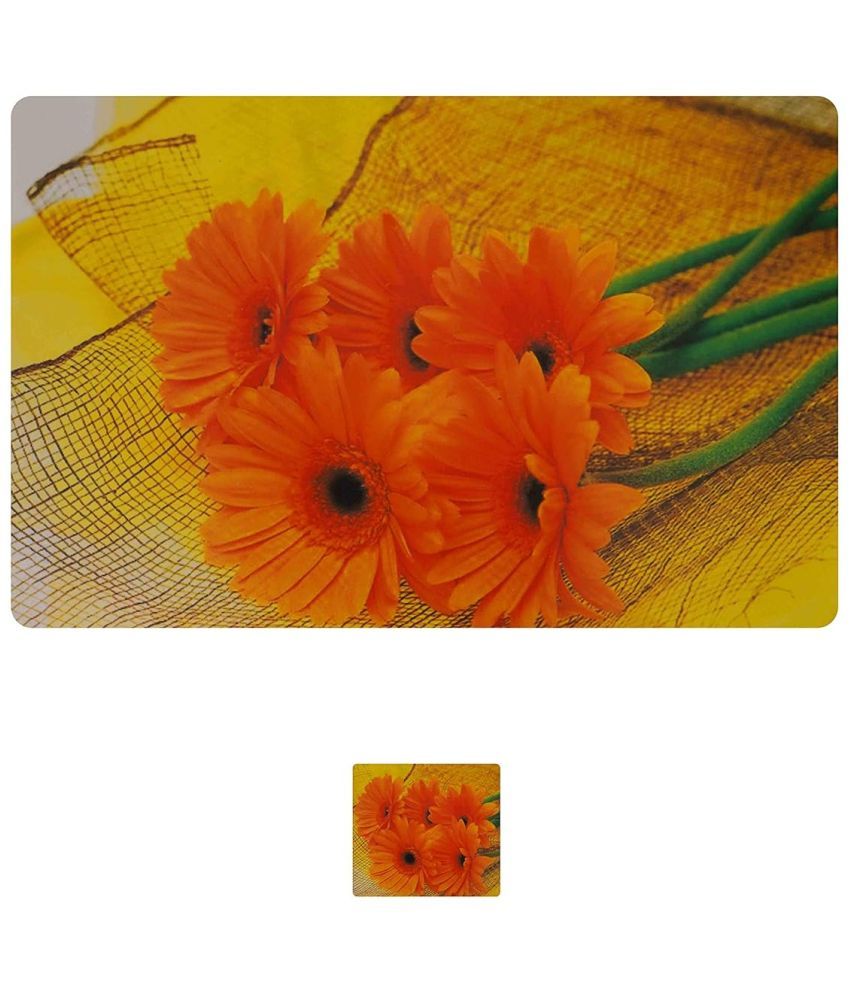     			Sanraksshan PVC Floral Rectangle Table Mats & Coasters ( 40 cm x 32 cm ) Pack of 12 - Multi