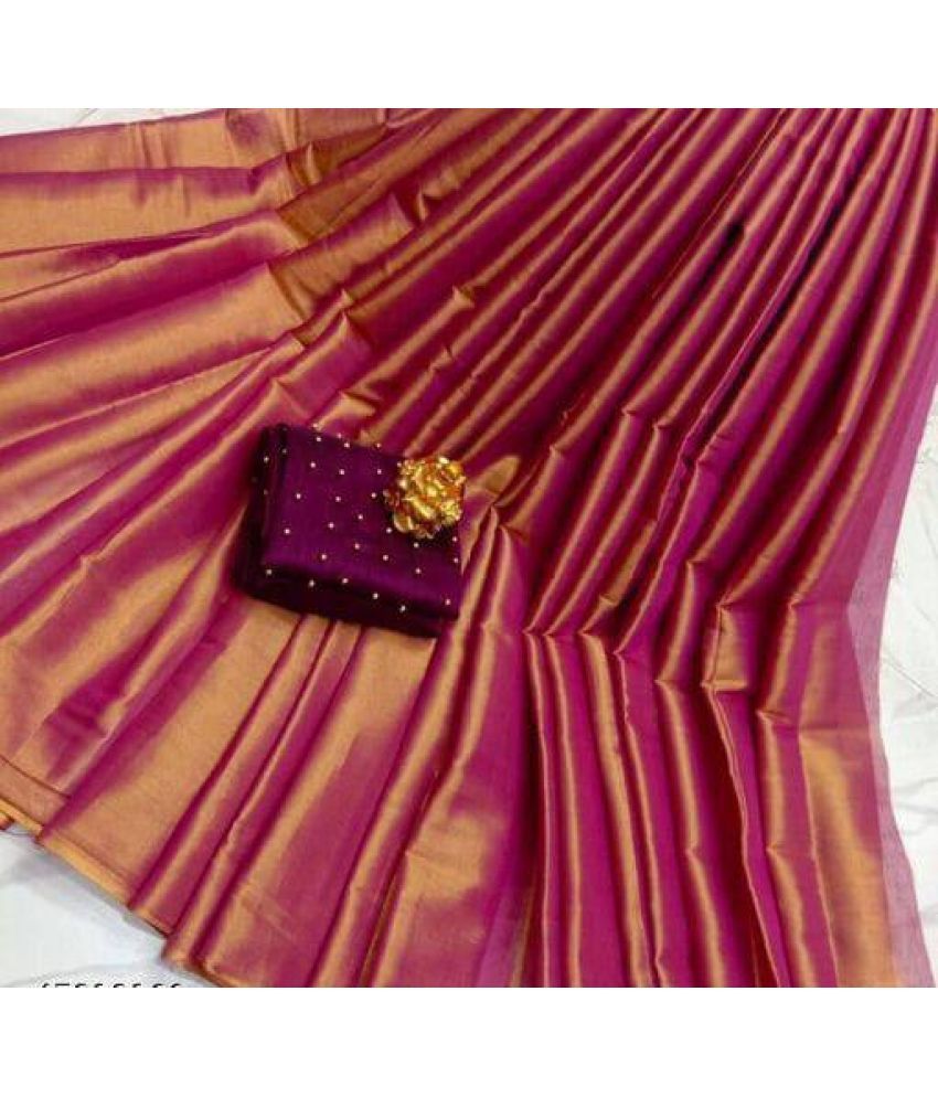     			Shree Gullak Silk Pack of 1 Art Silk Solid Saree With Stitched Blouse ( Purple )