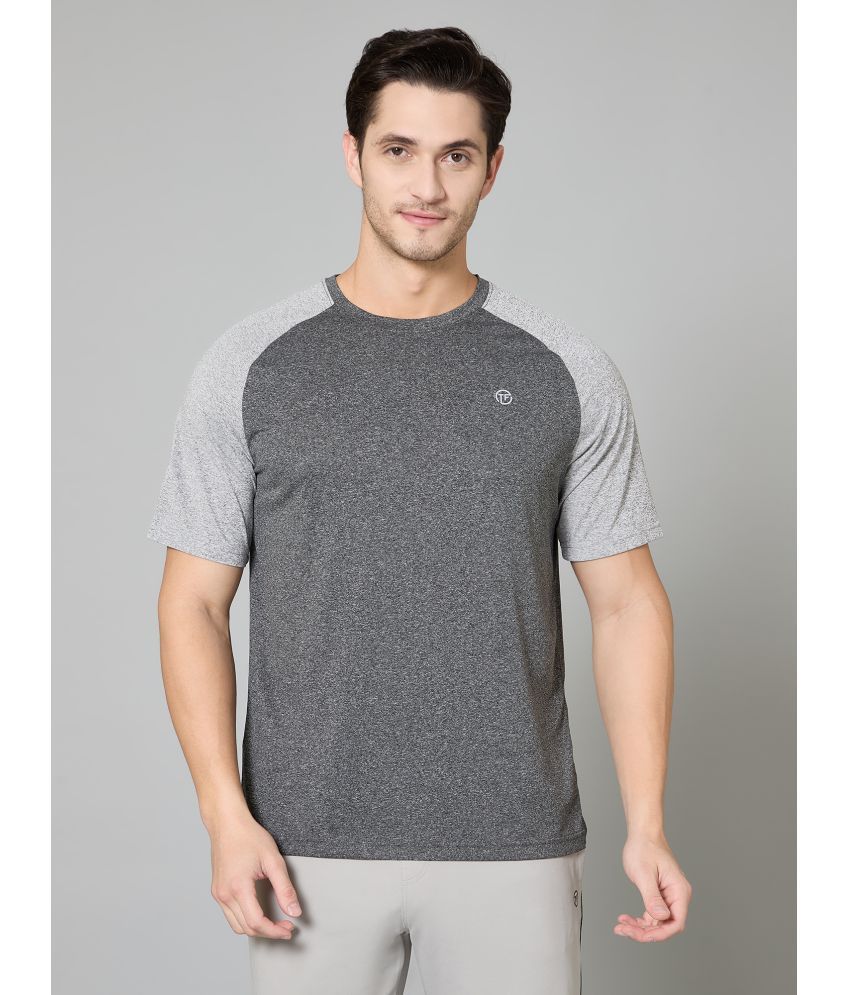     			Turnfit Polyester Regular Fit Colorblock Half Sleeves Men's Round T-Shirt - Grey ( Pack of 1 )