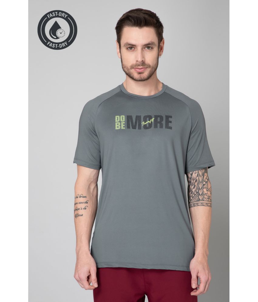     			Turnfit Polyester Regular Fit Printed Half Sleeves Men's Round T-Shirt - Grey ( Pack of 1 )