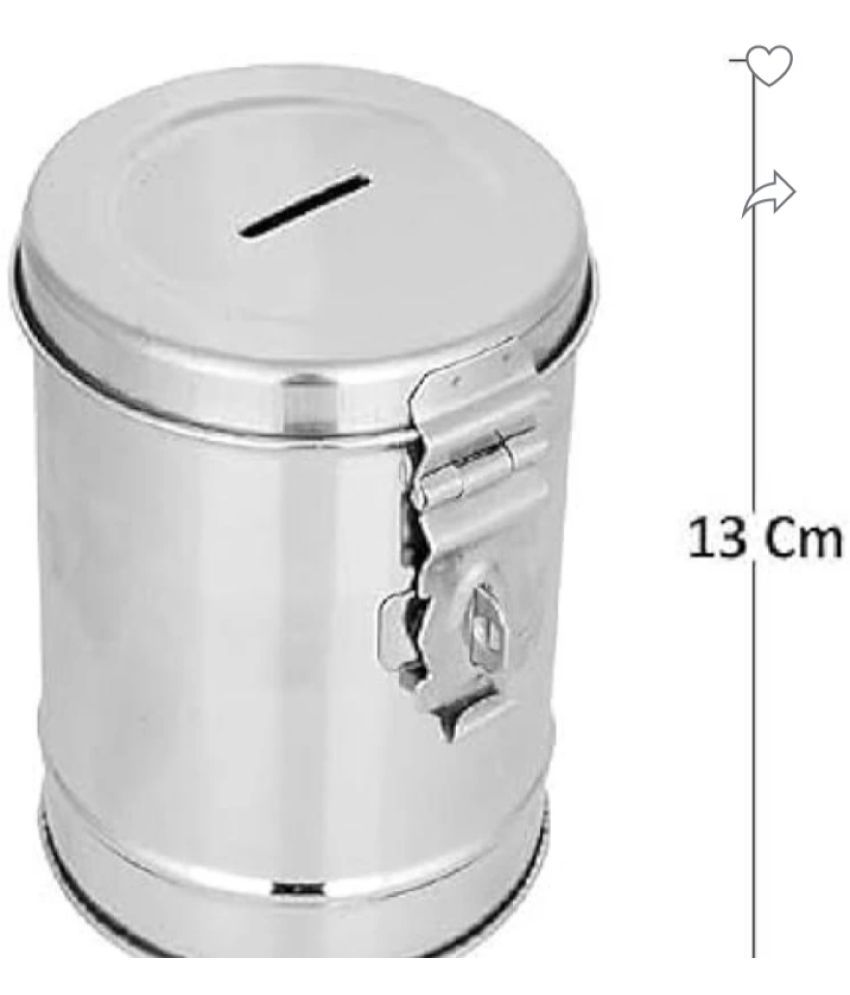     			100% Stainless Steel Round Shape Piggy Bank | Money Bank Container for Kids