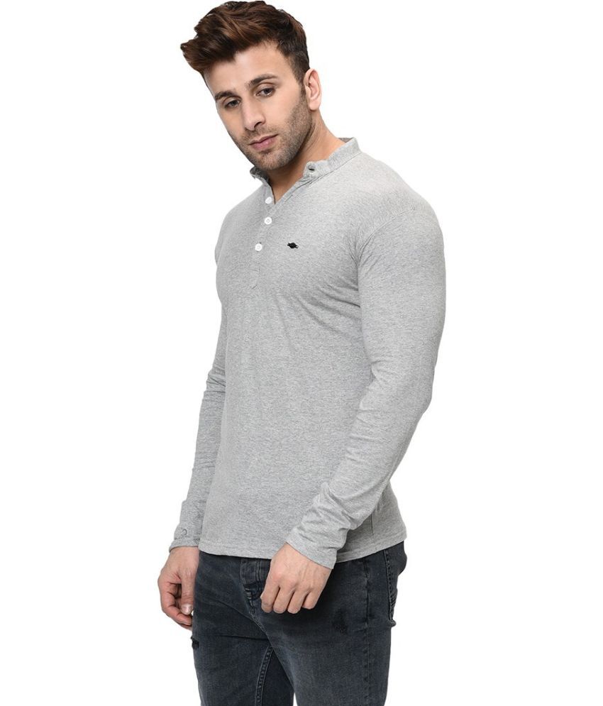     			Alexender Cotton Blend Slim Fit Self Design Full Sleeves Men's Henley T-Shirt - Grey ( Pack of 1 )