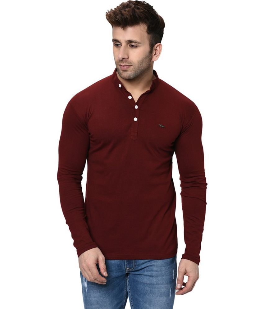     			Alexender Cotton Blend Slim Fit Solid Full Sleeves Men's Henley T-Shirt - Maroon ( Pack of 1 )