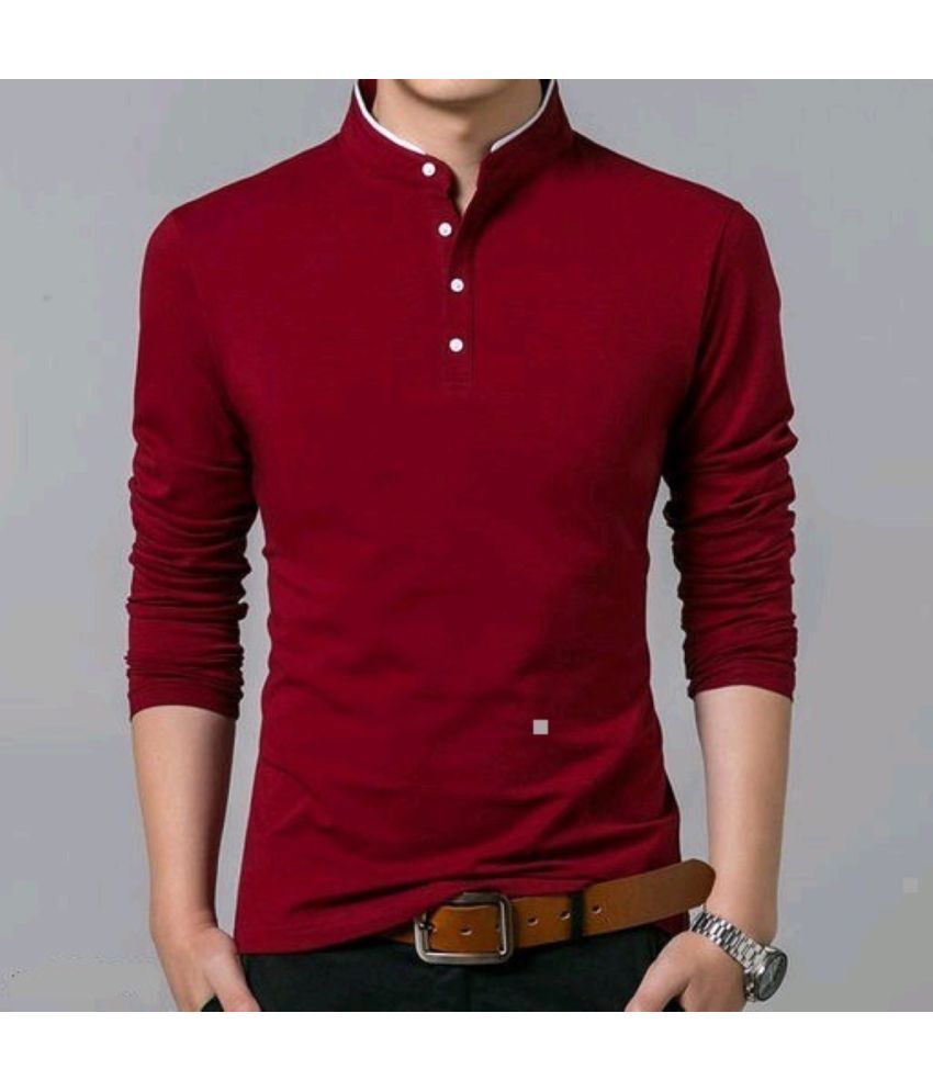     			Alexender Cotton Regular Fit Solid Full Sleeves Men's Mandarin Collar T-Shirt - Red ( Pack of 1 )