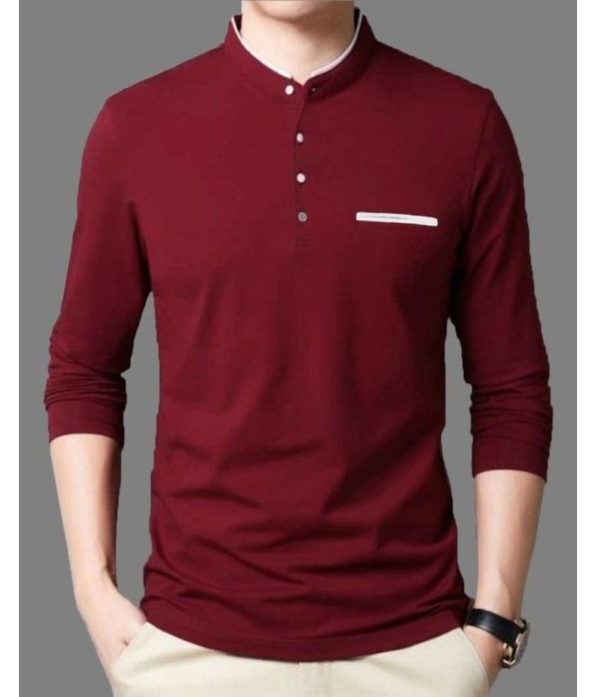     			Alexender Cotton Regular Fit Solid 3/4th Sleeves Men's Mandarin Collar T-Shirt - Maroon ( Pack of 1 )