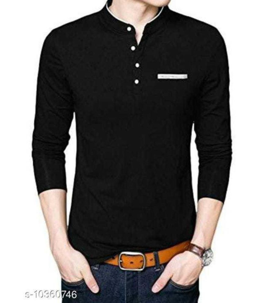     			Alexender Cotton Regular Fit Solid 3/4th Sleeves Men's Mandarin Collar T-Shirt - Black ( Pack of 1 )