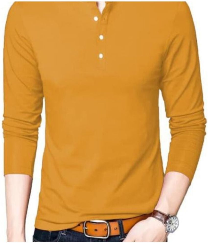     			Alexender Cotton Regular Fit Solid Full Sleeves Men's Mandarin Collar T-Shirt - Yellow ( Pack of 1 )