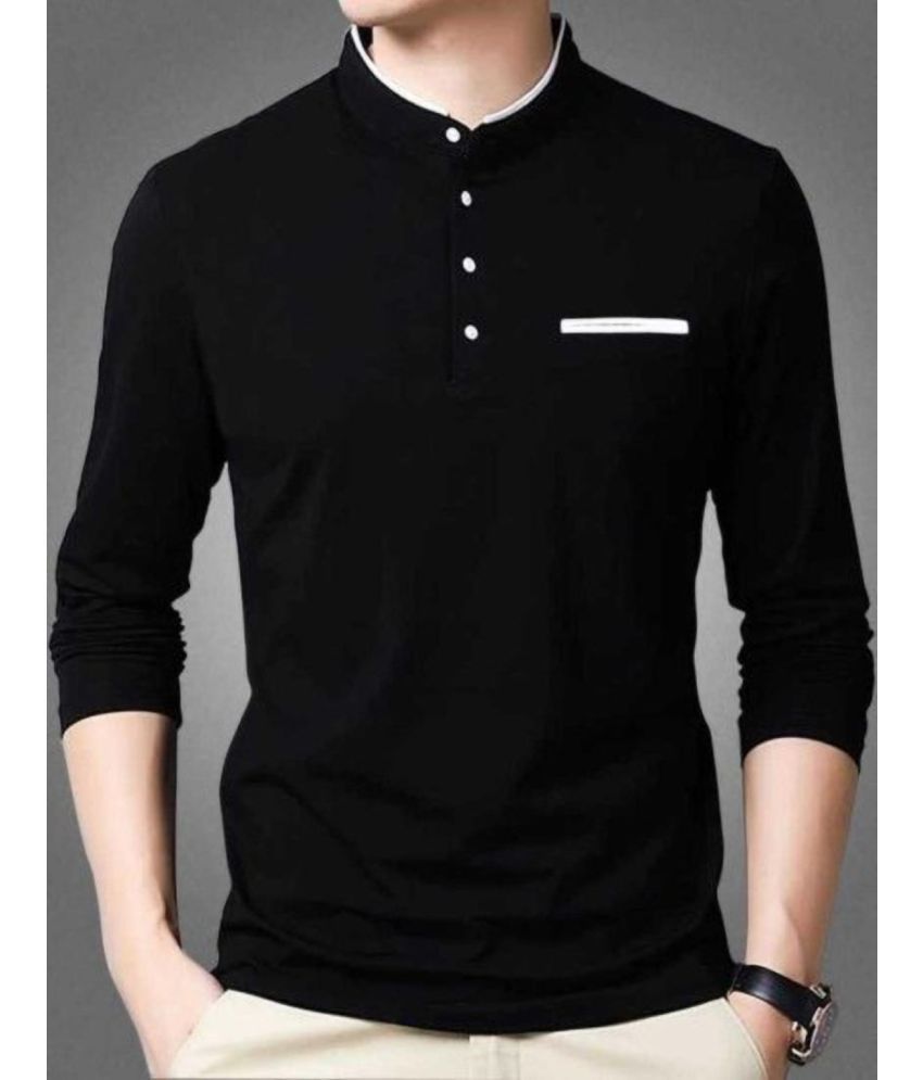     			Alexender Cotton Regular Fit Solid 3/4th Sleeves Men's Mandarin Collar T-Shirt - Black ( Pack of 1 )