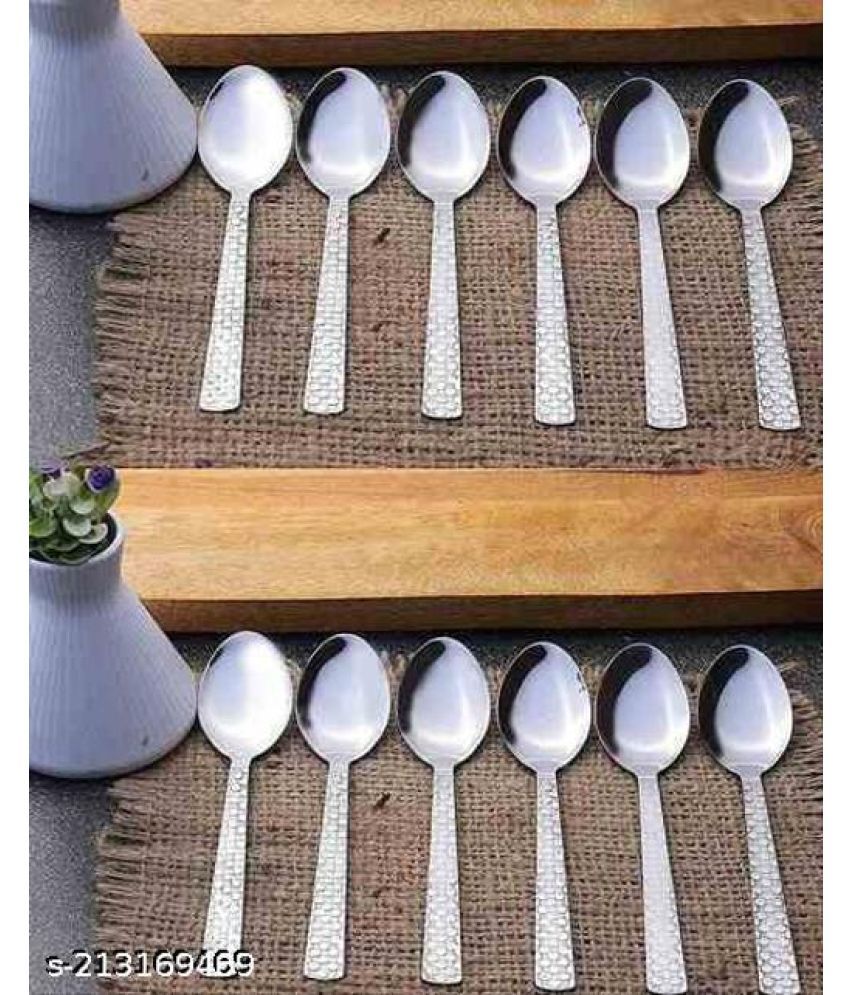     			BLUENIN Kitchen Product Stainless Steel Baby Spoon Silver ( Pack of 12 )