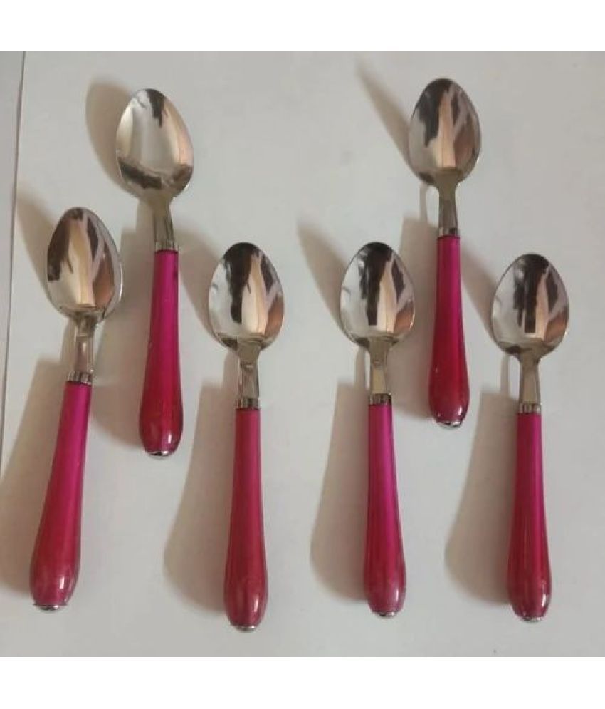     			BLUENIN Kitchen Product Stainless Steel Baby Spoon red ( Pack of 12 )