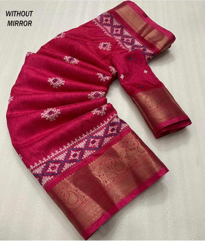     			Bhuwal Fashion Pack of 1 Cotton Printed Saree With Blouse Piece ( Pink )