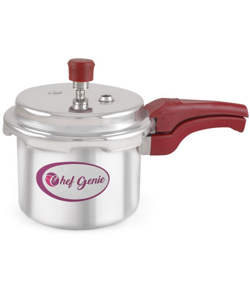     			Chef Genie Pressure Cooker Ceramic Aluminium Outer Lid OuterLid Pressure Cooker Sandwich Bottom Stainless Steel Handle 3 L