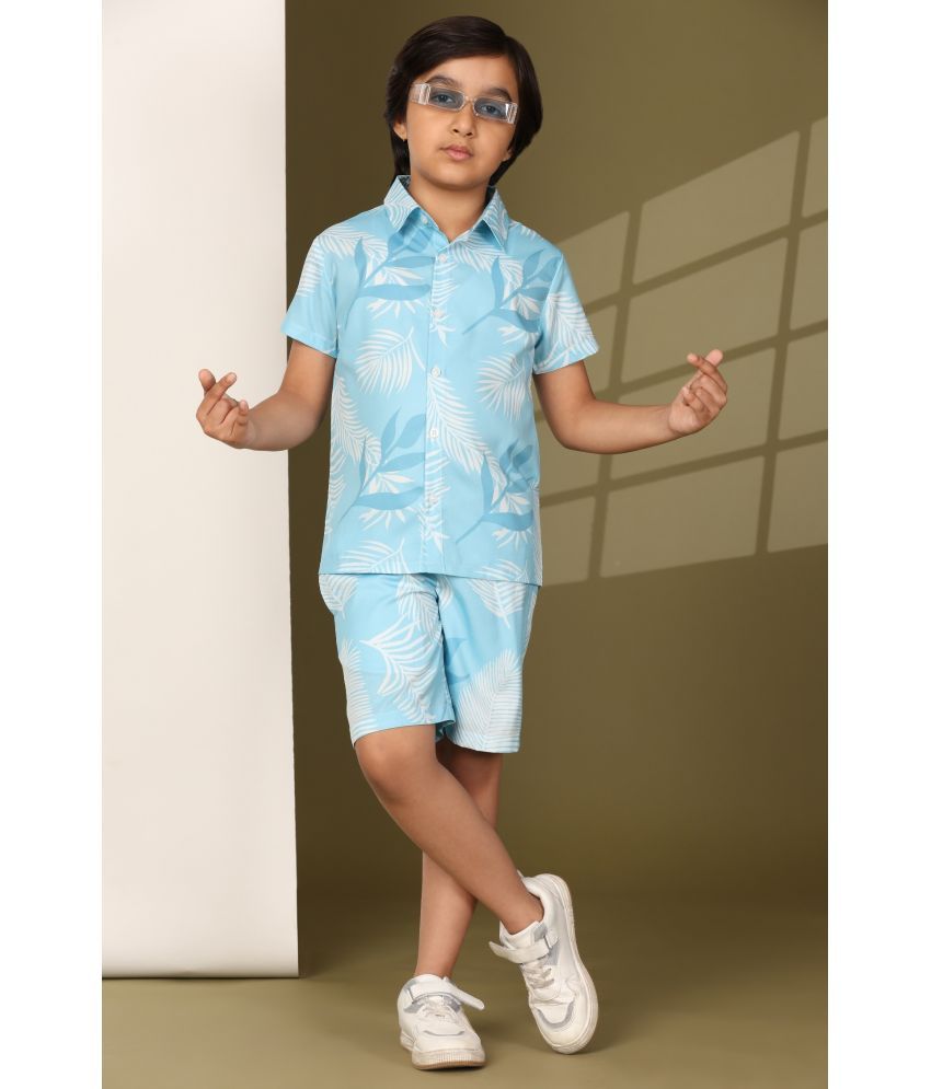     			ENCIGER Pack of 1 Boys Polyester Shirts & Shorts Set ( Light Blue )