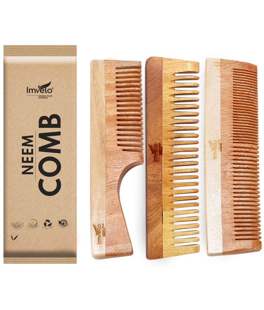     			Imvelo Wooden Neem Comb with Wide Tooth– Anti-Dandruff, Anti-Static & Scalp Friendly – Eco-Friendly, Biodegradable & Chemical-Free Hair Care