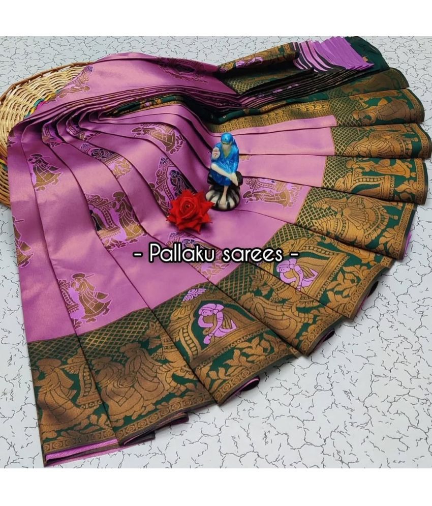     			JULEE Pack of 1 Silk Blend Solid Saree With Blouse Piece ( Pink )