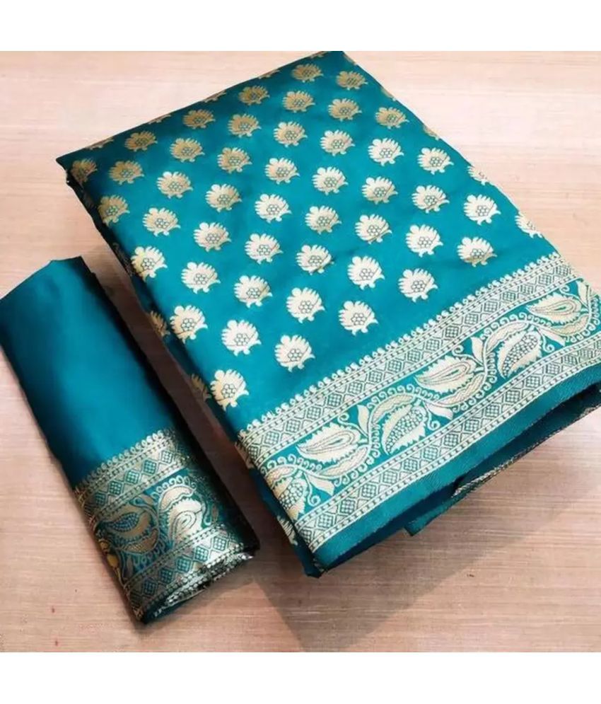     			NENCY FASHIONS Pack of 1 Banarasi Silk Woven Saree With Blouse Piece ( Rama )