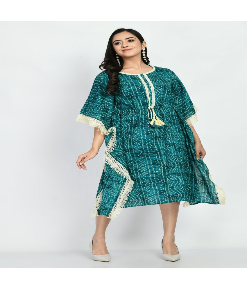     			Neel & Ned Pack of 1 Cotton Printed Kaftan Women's Kurti - ( Green )