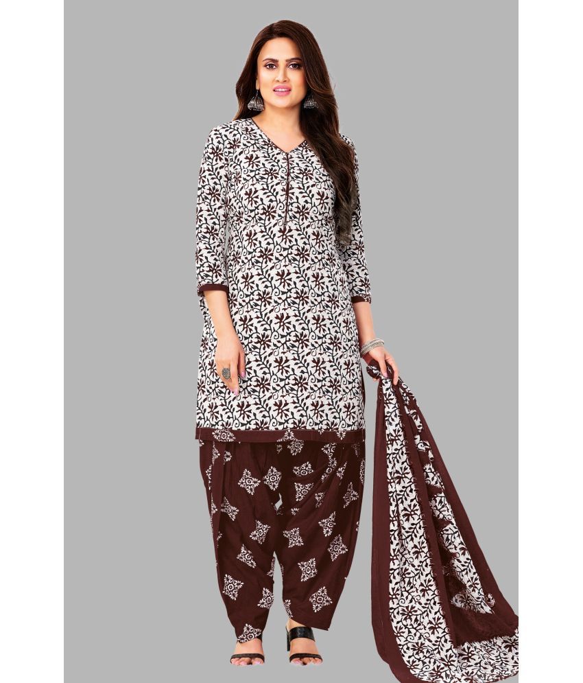     			SIMMU Unstitched Cotton Printed Dress Material - White ( Pack of 1 )