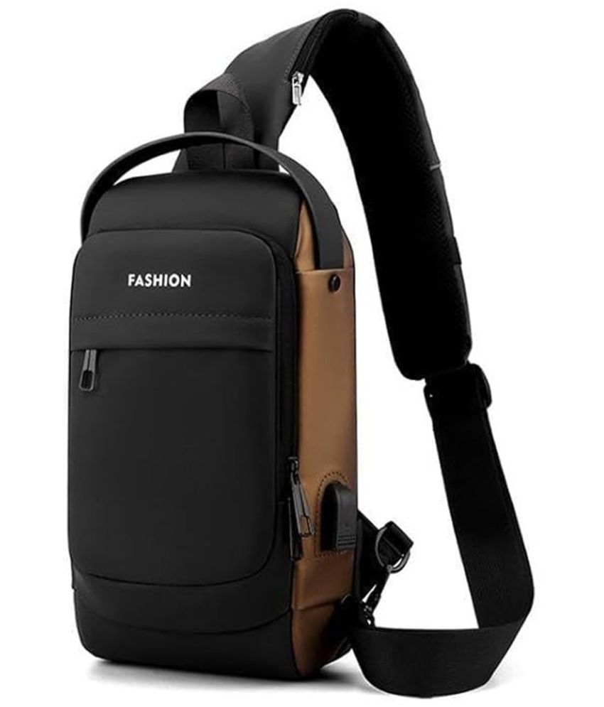     			Shopeleven Black Solid Messenger Bag