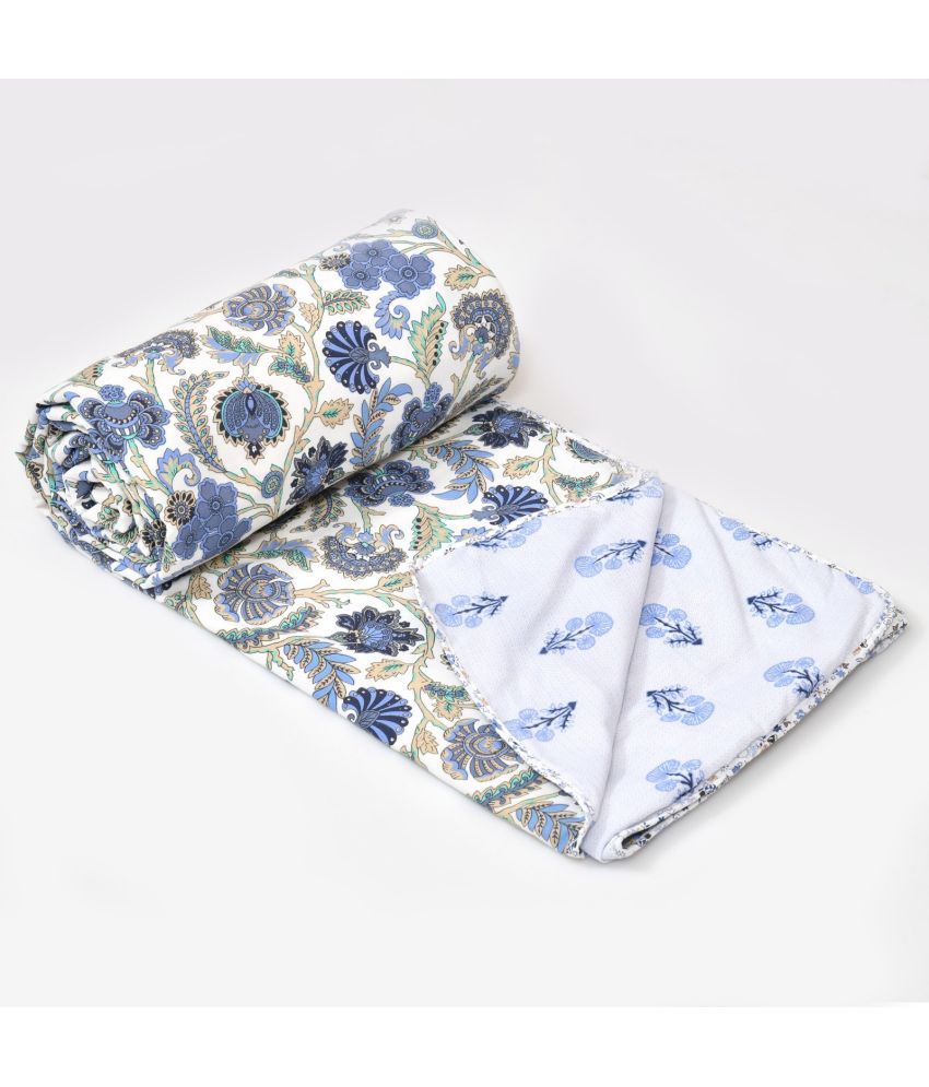     			Shubastik Cotton Printed Single Bed Dohar - Blue ( )