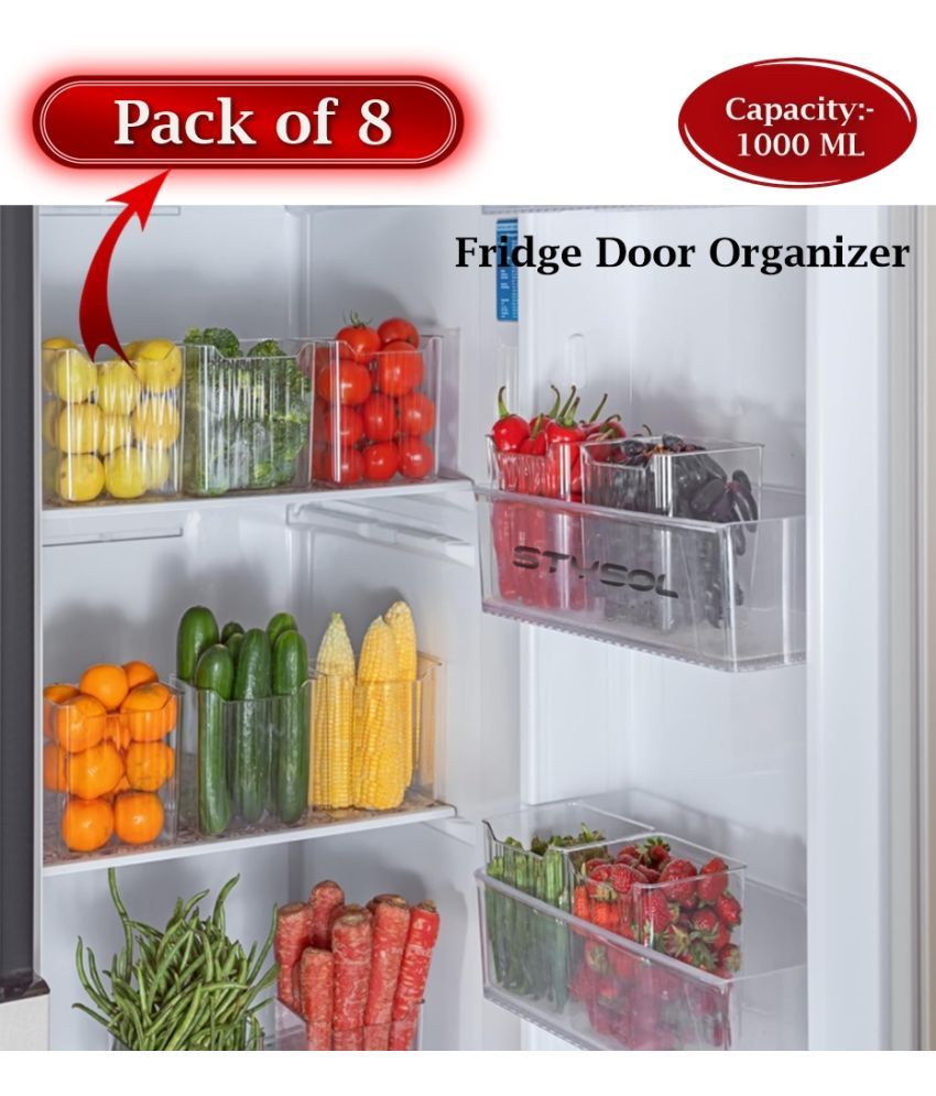     			Stysol Fridge container Plastic White Multi-Purpose Container ( Set of 8 )