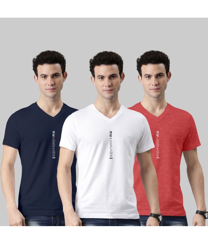     			TAB91 Cotton Blend Regular Fit Printed Half Sleeves Men's V-Neck T-Shirt - Black ( Pack of 3 )