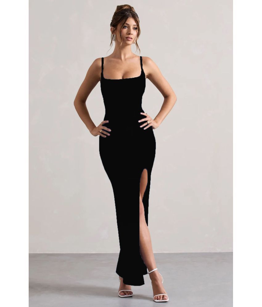     			Traquila Lycra Solid Full Length Women's Bodycon Dress - Black ( Pack of 1 )