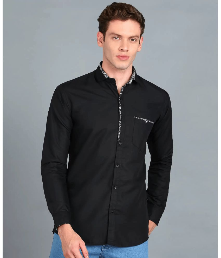     			VERTUSY Cotton Blend Regular Fit Solids Full Sleeves Men's Casual Shirt - Black ( Pack of 1 )