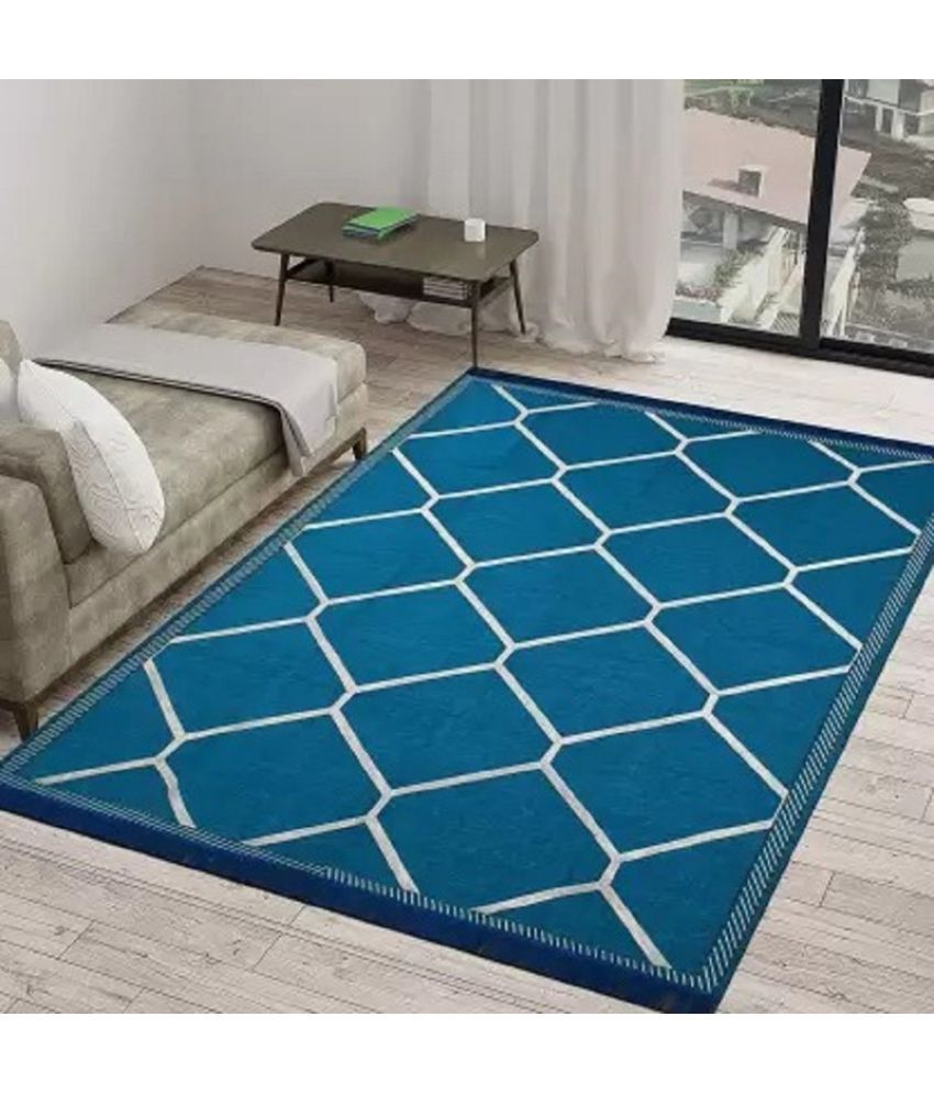     			Zesture Aqua Chenille Carpet Abstract 4x6 Ft