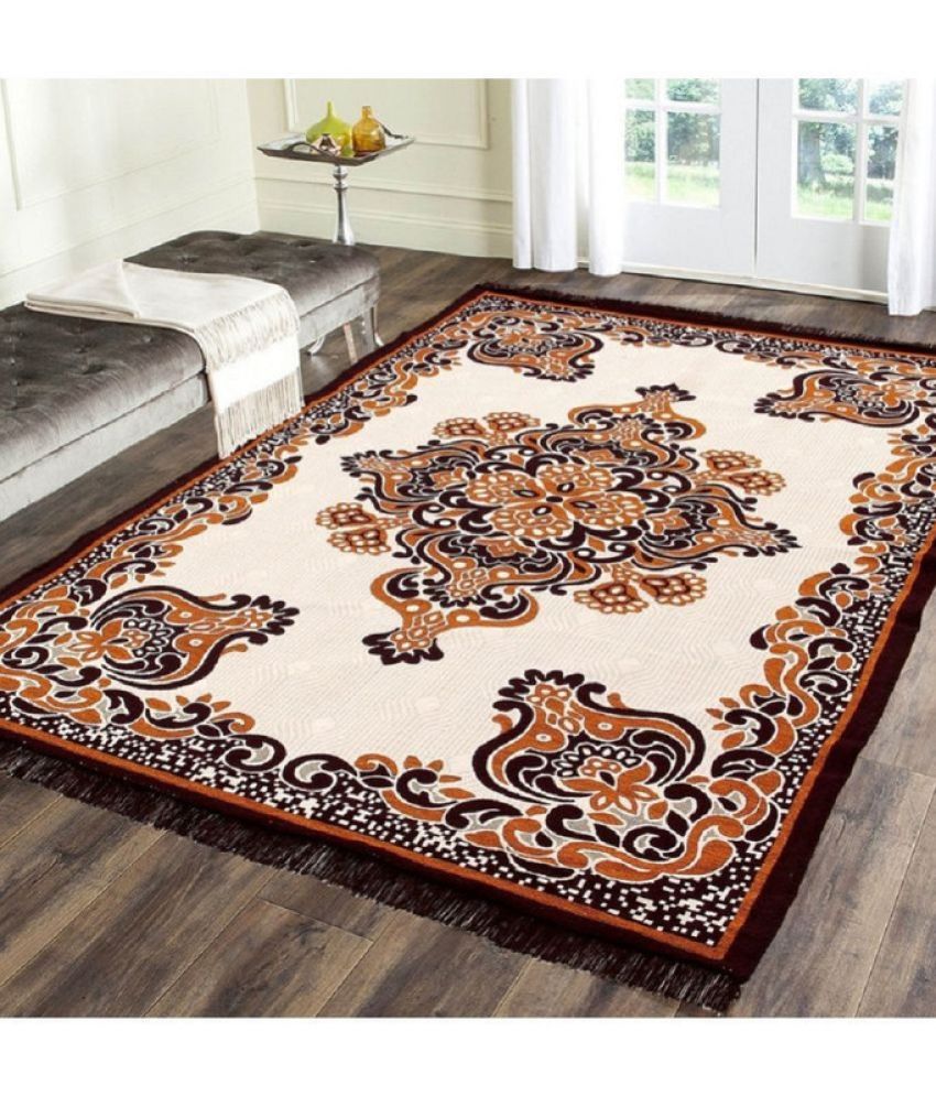     			Zesture Brown Cotton Carpet Abstract 4x6 Ft