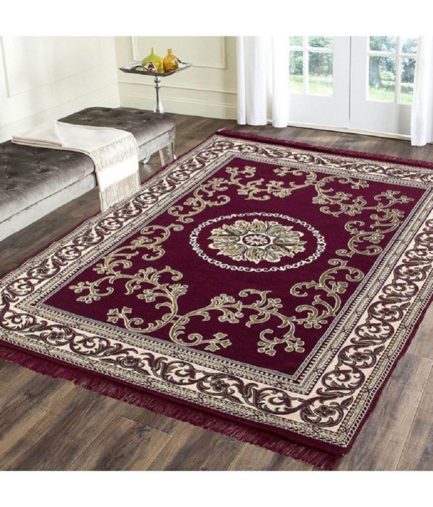     			Zesture Maroon Cotton Carpet Abstract 4x6 Ft