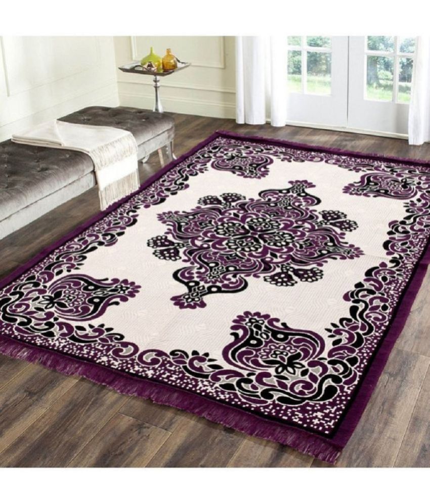     			Zesture Purple Cotton Carpet Abstract 4x6 Ft