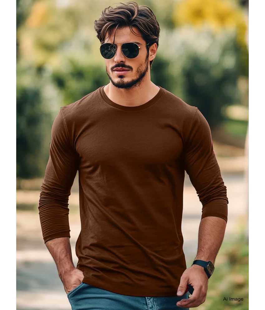     			clafoutis Pack of 1 Cotton Regular Fit Solid Full Sleeves Men's Polo T Shirt ( Brown )