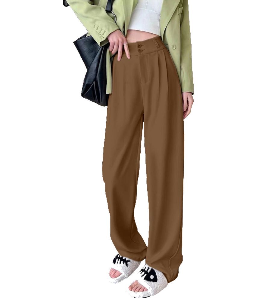     			Aahwan Pack of 1 Polyester Relaxed Women's Casual Pants ( Brown )