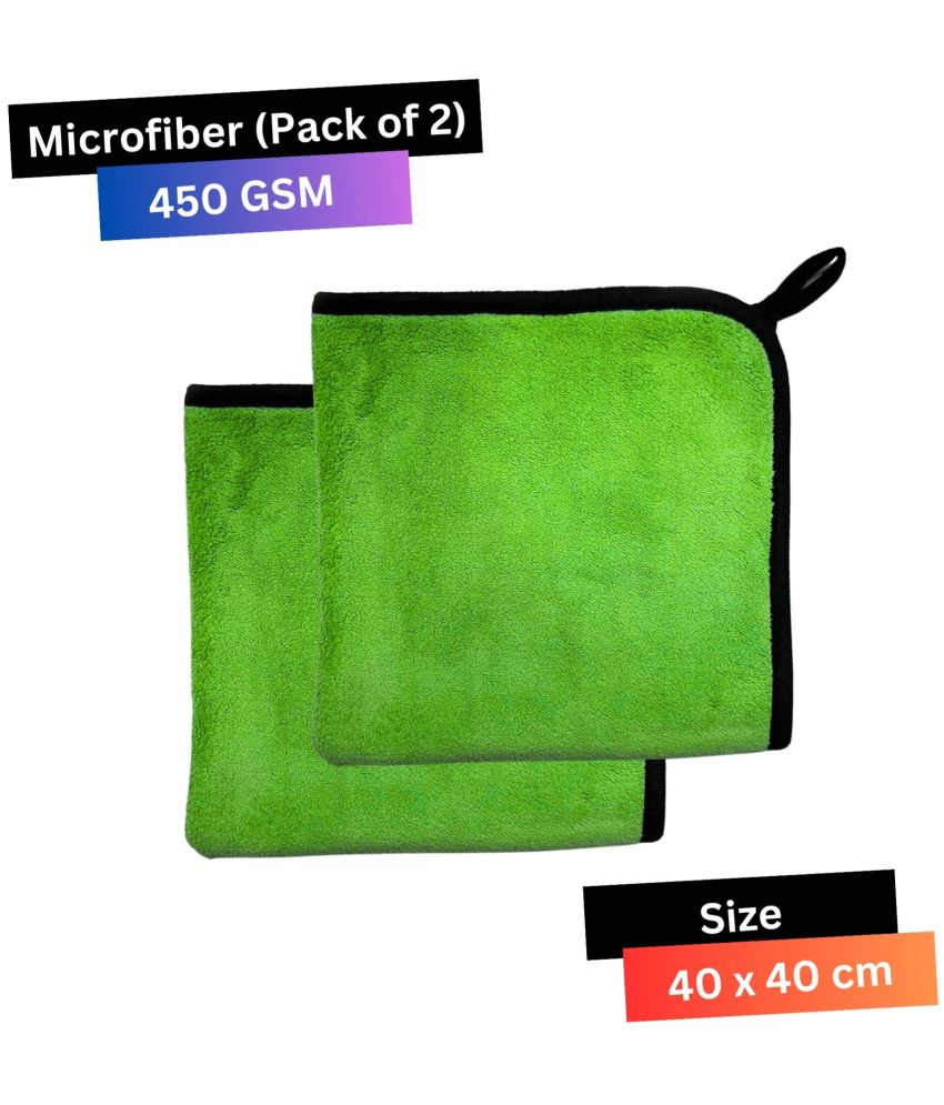     			Chic Wool Green 450 GSM Microfiber Cloth For Automobile ( Pack of 2 )