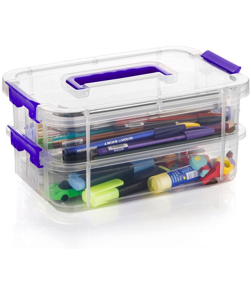     			Plastic 2 Layer Multi Purpose Jewellery/Stationery/Make Up/Art & Craft Carry Storage Box