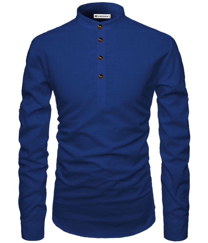     			RAREMARK Blue Cotton Men's Regular Kurta ( Pack of 1 )