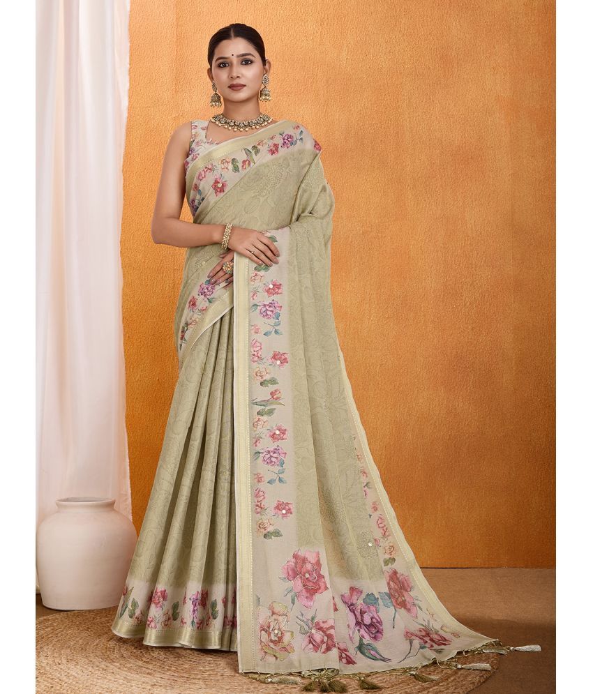     			RekhaManiyar Pack of 1 Chiffon Printed Saree With Blouse Piece ( Beige )