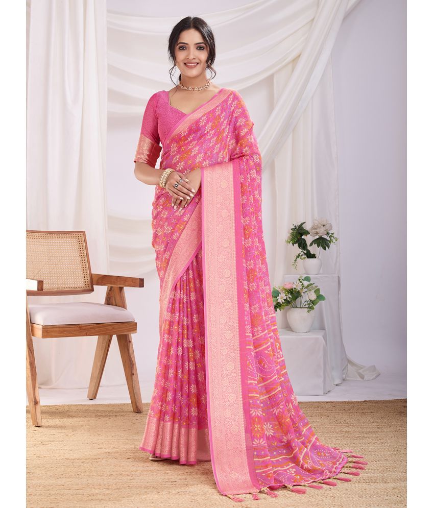     			RekhaManiyar Pack of 1 Chiffon Printed Saree With Blouse Piece ( Peach )