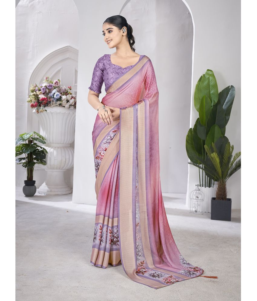     			RekhaManiyar Pack of 1 Crepe Printed Saree With Blouse Piece ( Pink )