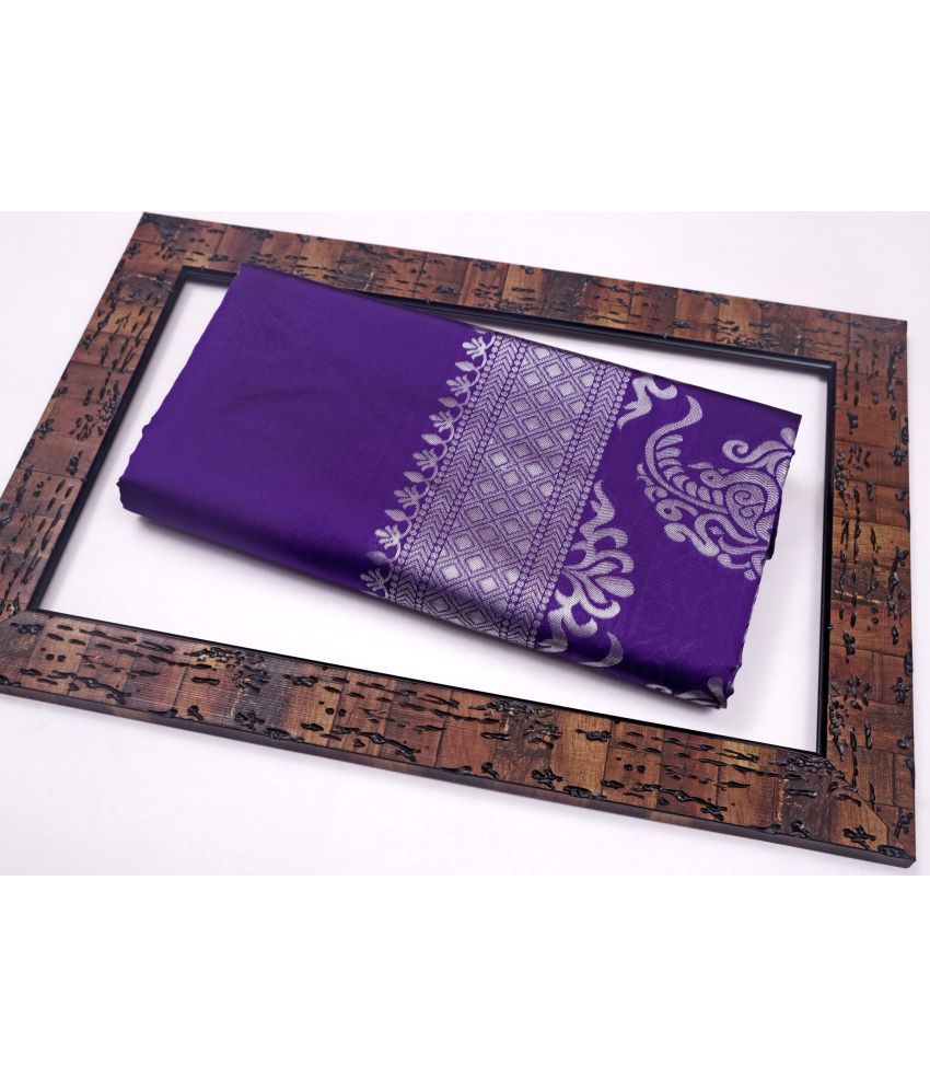     			Vividvibe Pack of 1 Kanjivaram Silk Self Design Saree With Blouse Piece ( Purple )