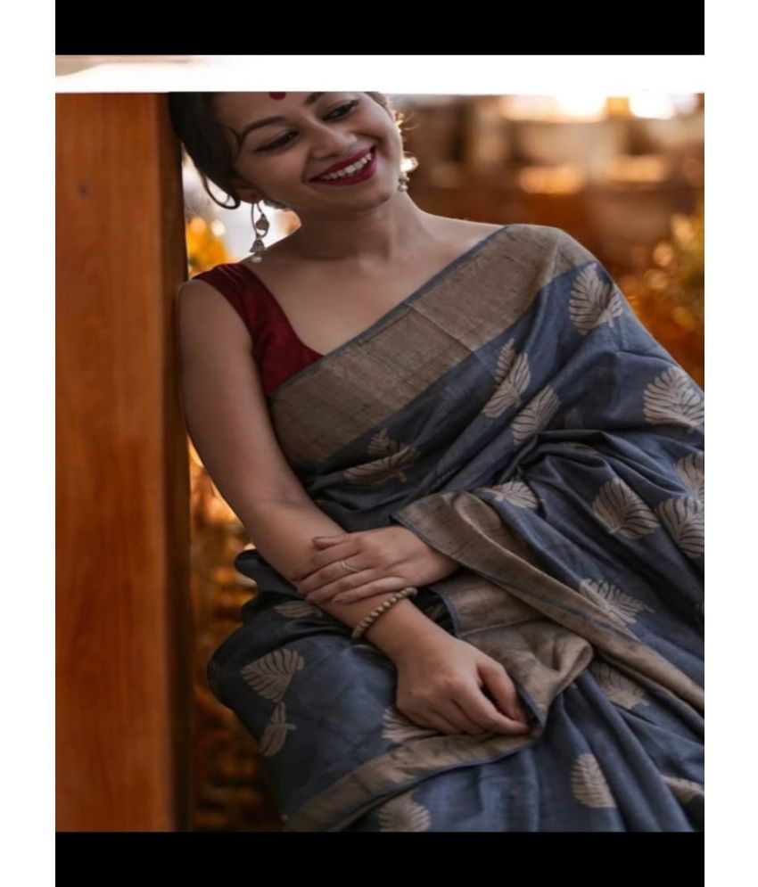     			Vividvibe Pack of 1 Kanjivaram Silk Self Design Saree With Blouse Piece ( Grey )