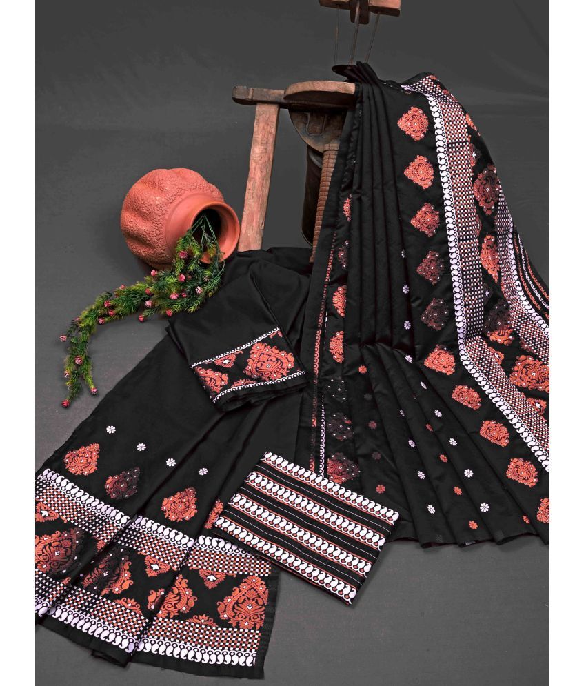     			Vividvibe Pack of 1 Kanjivaram Silk Self Design Saree With Blouse Piece ( Black )