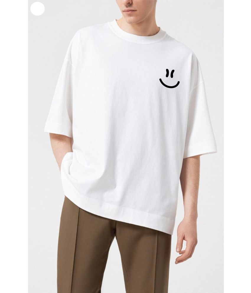     			ekadravin Cotton Oversized Fit Solid 3/4th Sleeves Men's Round T-Shirt - White ( Pack of 1 )