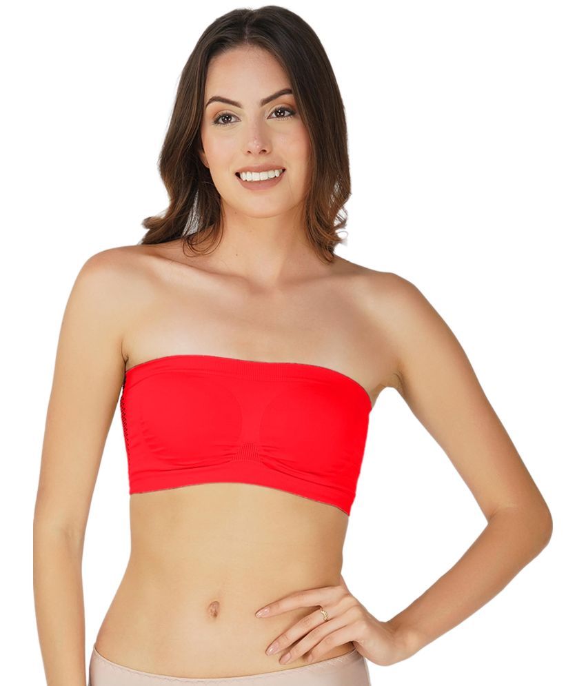     			Arc de Shapes Pack of 1 Nylon Non Padded Tube Bra For Women ( Red )