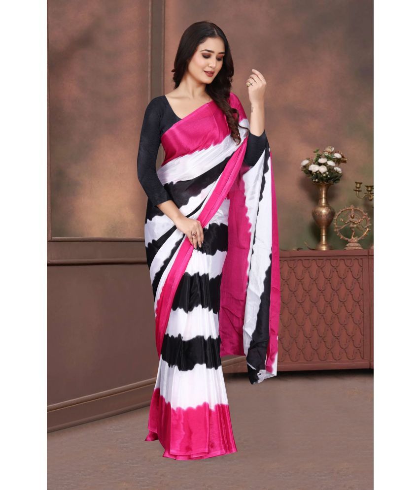     			JIHANA FAB Pack of 1 Georgette Printed Saree With Blouse Piece ( Pink )