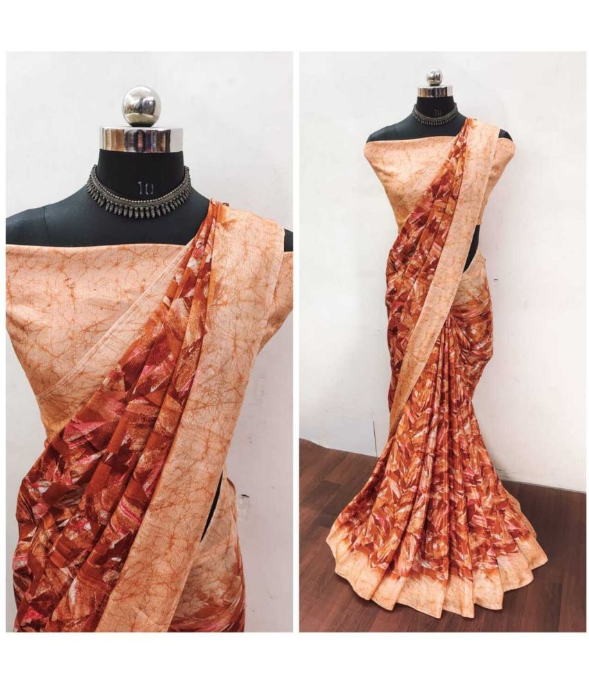     			JIHANA FAB Pack of 1 Chiffon Printed Saree With Blouse Piece ( Brown )