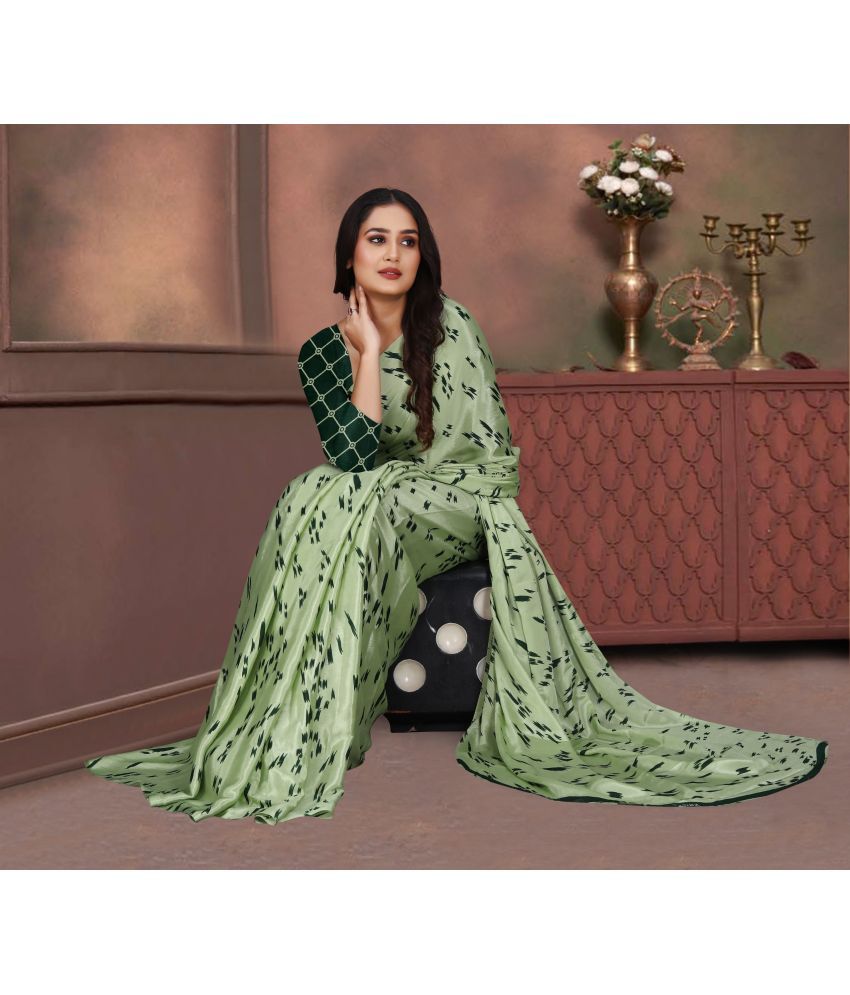     			JIHANA FAB Pack of 1 Georgette Printed Saree With Blouse Piece ( Green )