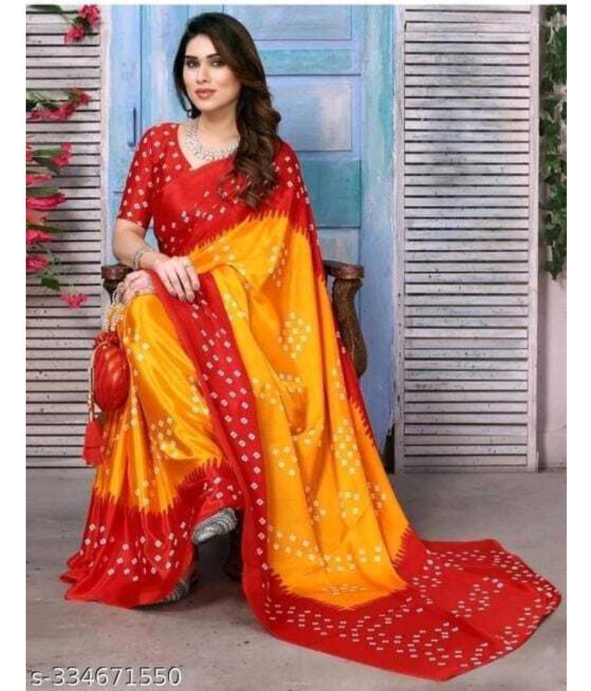     			JIHANA FAB Pack of 1 Georgette Printed Saree With Blouse Piece ( Yellow )